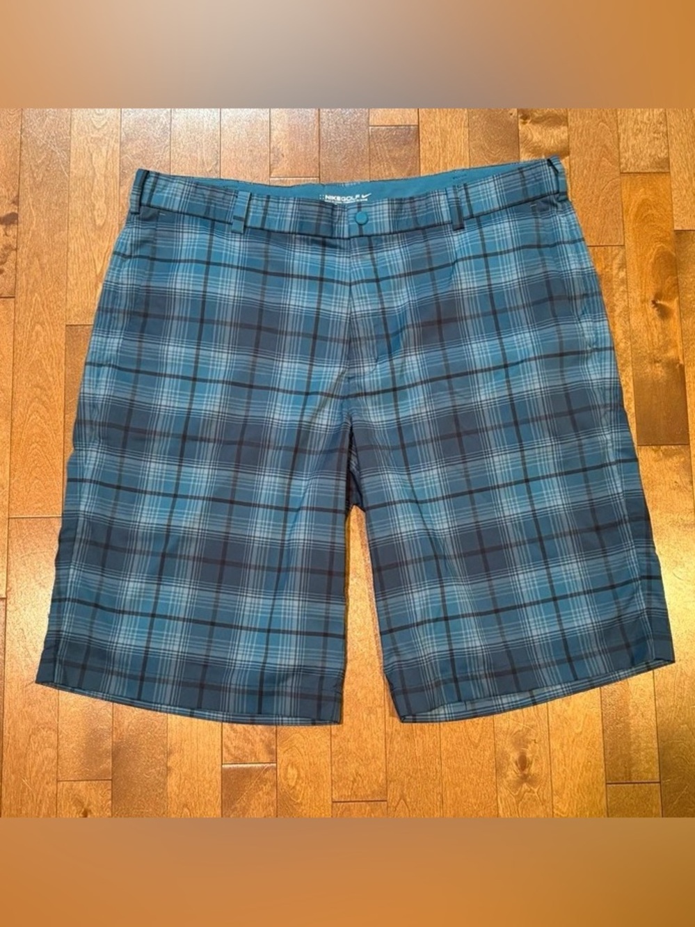 Nike Golf Dri-FIT Plaid Shorts Men’s 38 Blue Performance Golf Lightweight